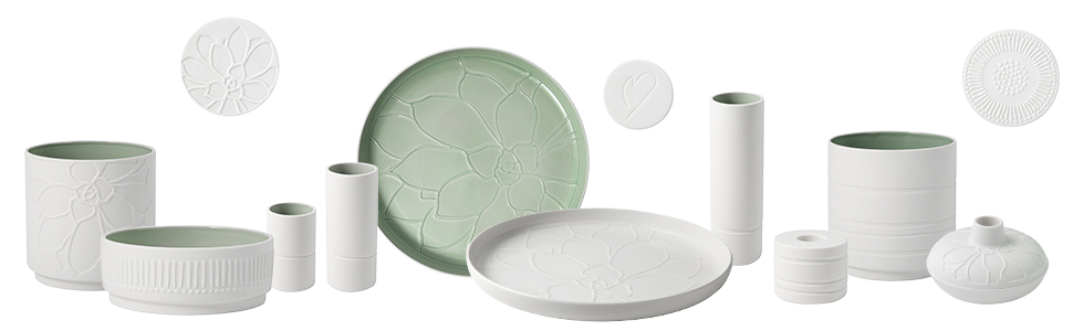 Ваза Like. by Villeroy & Boch it's my home Vase L Mineral, зелено-біла ваза з порцеляну для квіткових композицій