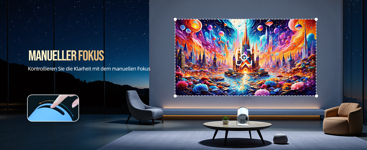 Портативний проєктор Mini Beamer PR06: 4K, WiFi6, BT5.4, HDMI, Keystone 270°, Android 11