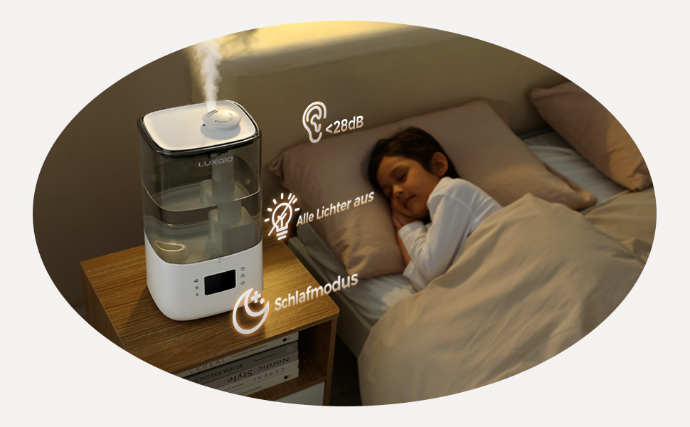 Зволожувач повітря Luxaid HU-802 4.5л з пультом, гігростатом та таймером для спальні та великих приміщень. Тихий зволожувач для дитячої кімнати.