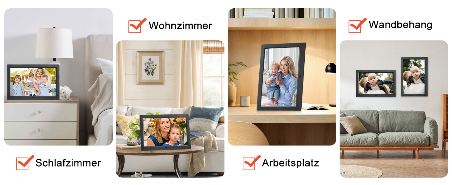 Цифровий фотомонтаж 10.1 дюйма, IPS, 1280x800, USB/SD, фото/музика/відео, календар, будильник, настінний монтаж, білий