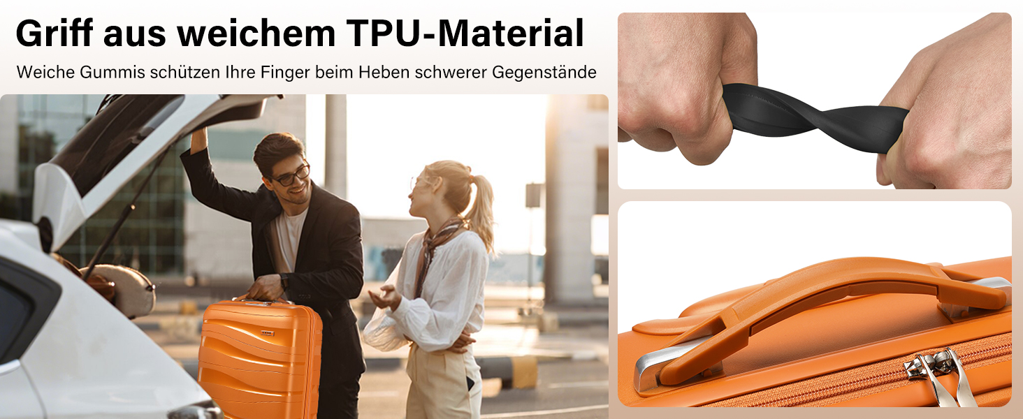 Набір валіз KONO 2 шт: ручна валіза-тележка 55 см + косметичка з поліпропілену, колір помаранчевий