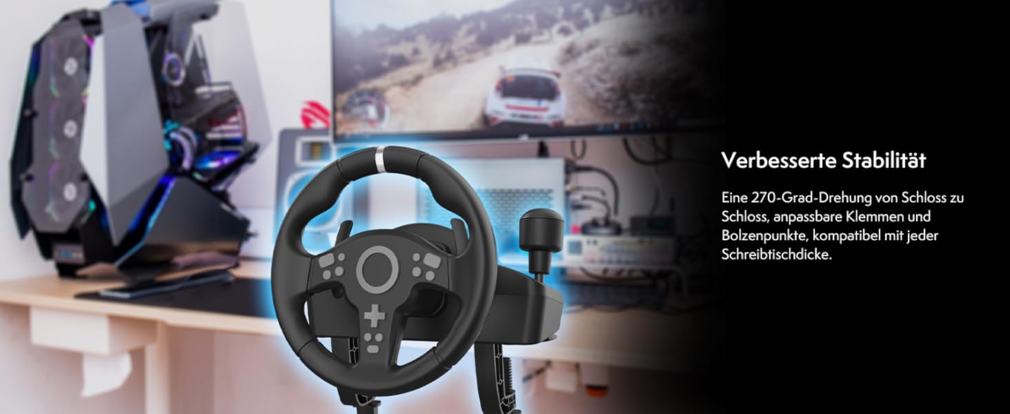 Гоночний кермо NITHО Drive Pro V200 з педалями та перемикачем швидкостей для PC, PS4, PS5, Xbox One, Xbox Series X/S, Windows - 270° з вібрацією