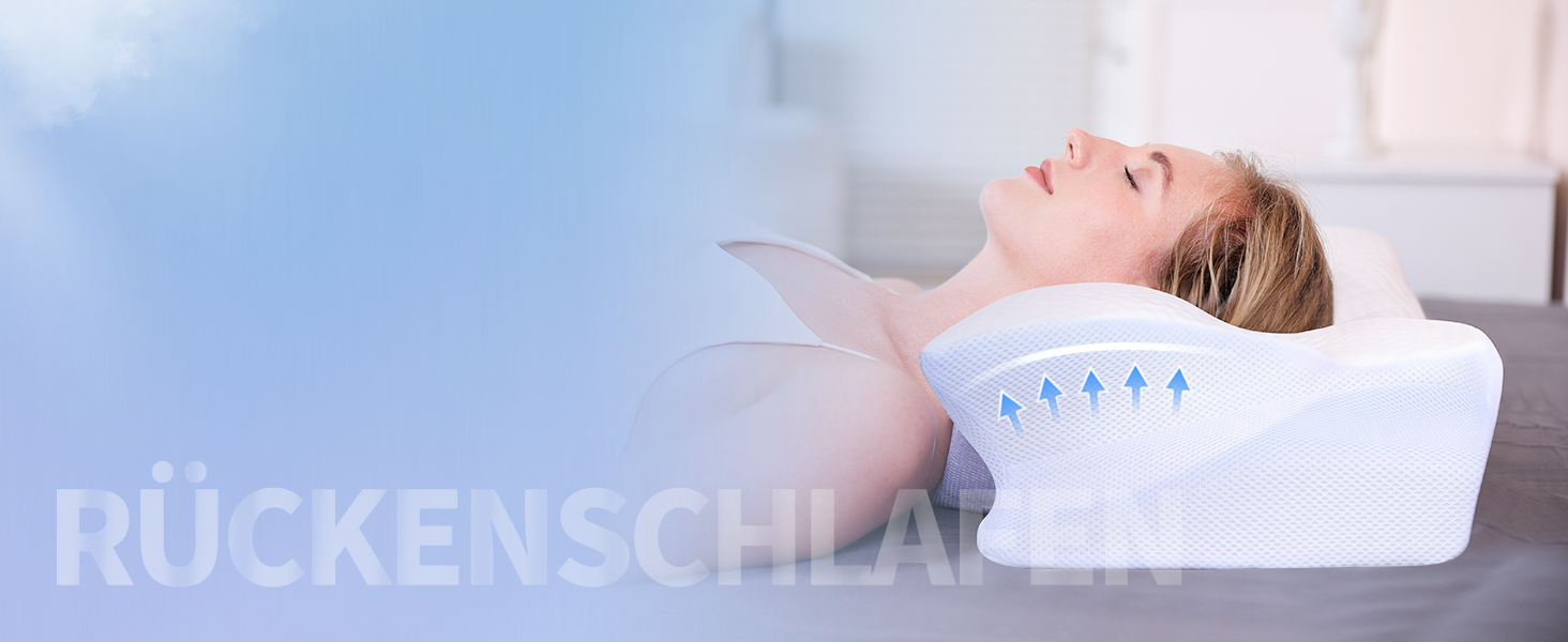 Подушка для шиї Saheyer з піною з пам'яті, ортопедична, для тих, хто спить на боці, покращує якість сну, 70 x 40 x 15/12 см, з чохлом, білий+карбоново-сірий