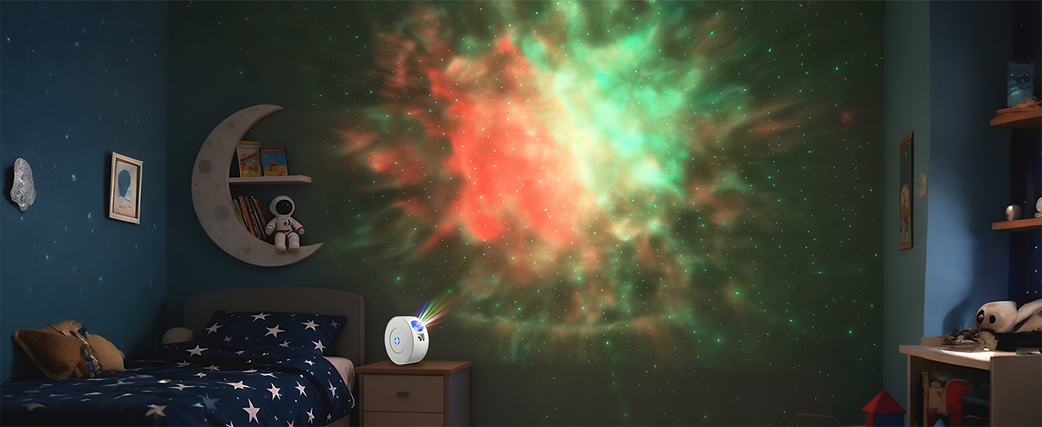 Проєктор зоряного неба Smart Sternenhimmel WiFi з пультом, додатком та голосовим керуванням, 16 млн кольорів, тихий (25 дБ), 4 кути нахилу - білий