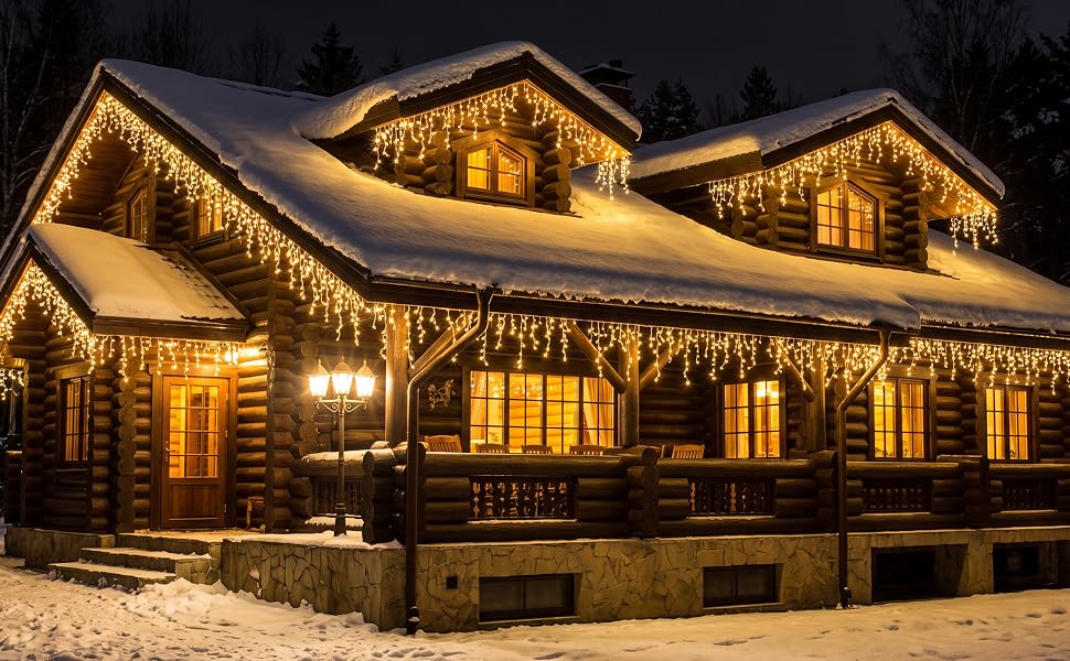Світлодіодна гірлянда-дождик WOWDSGN 30м (1320 LED), теплий білий колір, 8 режимів, IP44 водонепроникна, для вулиці, даху та тераси