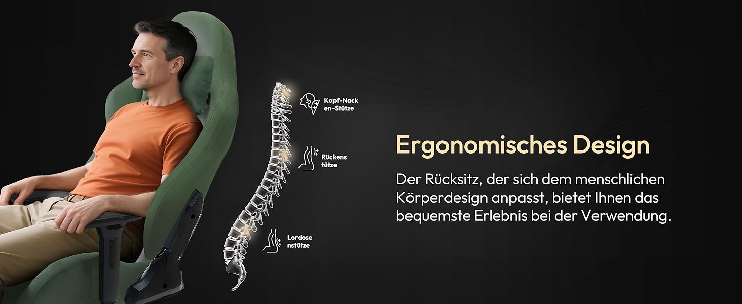 Ігровий крісло Dowinx з мікрофібри, дихаючий та ергономічний офісний стілець, м'яке відчуття як хутро, регульований стілець з підніжкою (зелений)