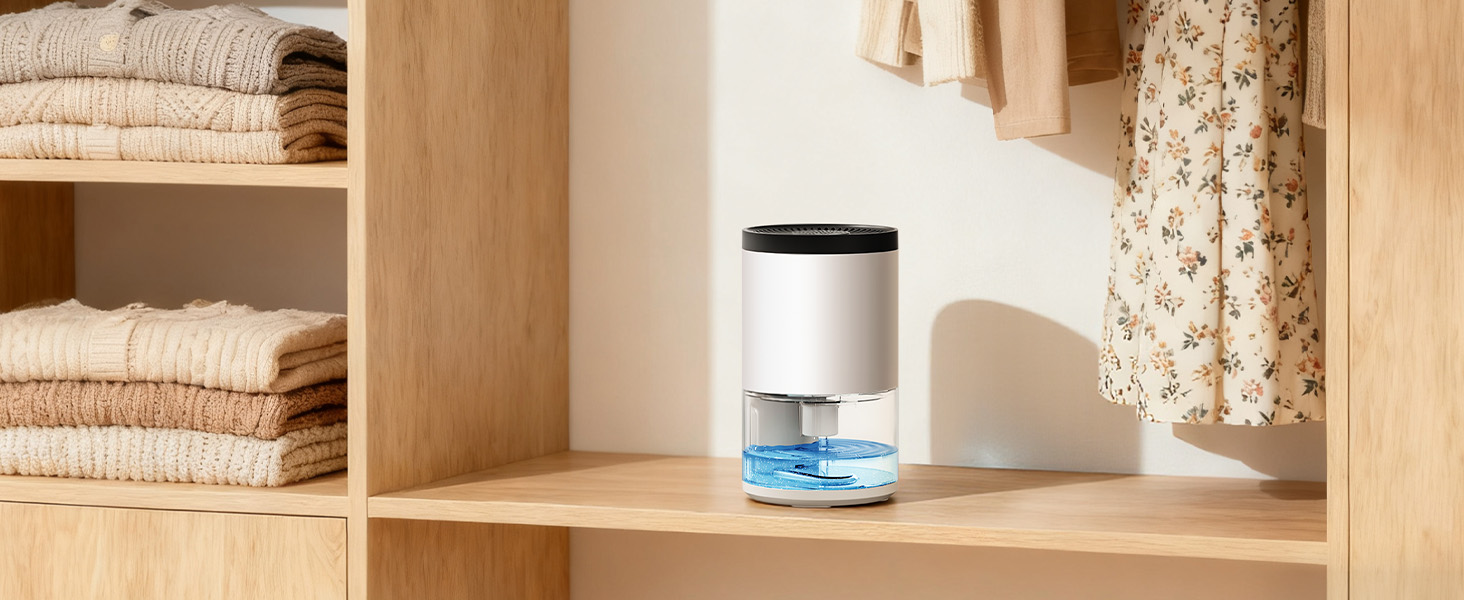 Електричний осушувач повітря без контейнера, 1000 мл, компактний, тихий, з автовимкненням, портативний, для офісу, спальні, ванної кімнати, білий