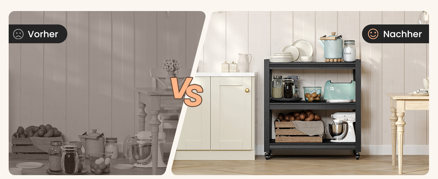 Металевий стелаж для кухні 80x86x45 см на коліщатках, чорний. Підходить для мікрохвильовки, інструментів, ванної кімнати та підвалу.