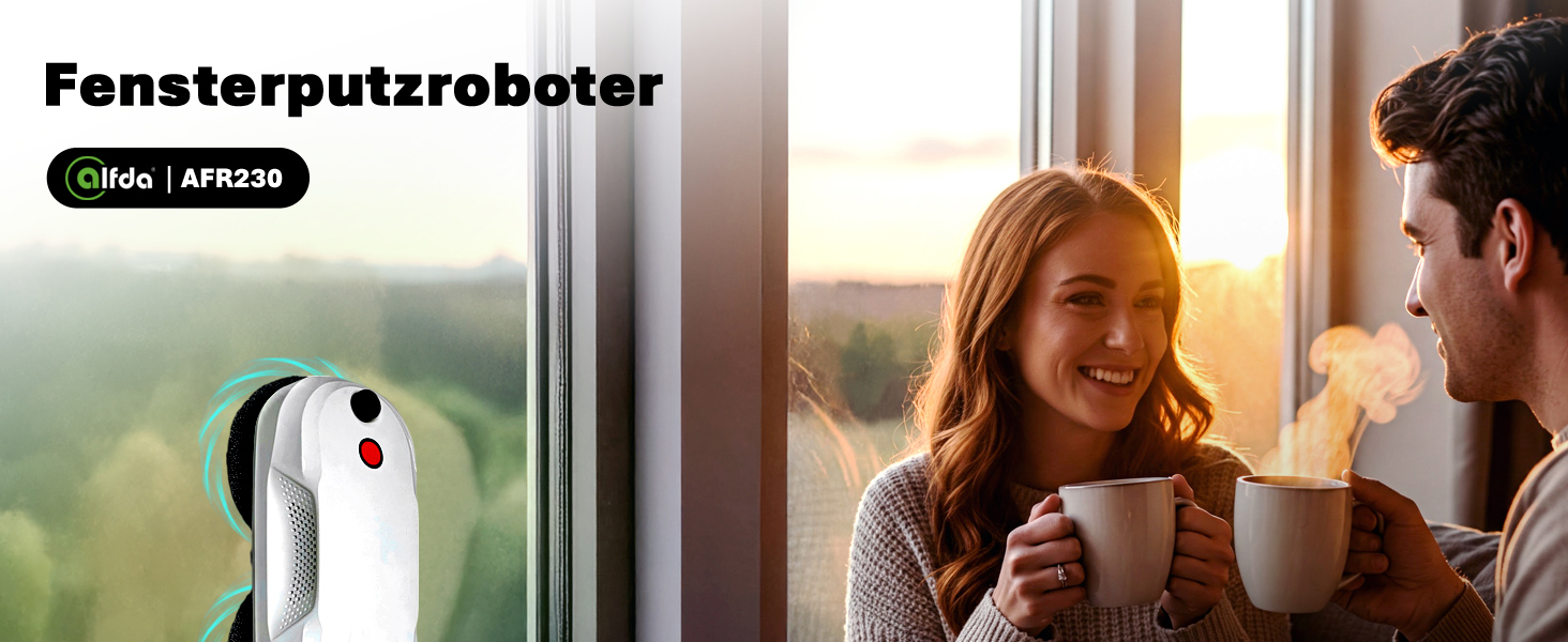 Робот для миття вікон AFR230 з подвійним розпиленням, інтелектуальною навігацією та пультом дистанційного керування, для внутрішніх та зовнішніх вікон, об'єм бака 60 мл, сумка для зберігання, 8 ганчірок