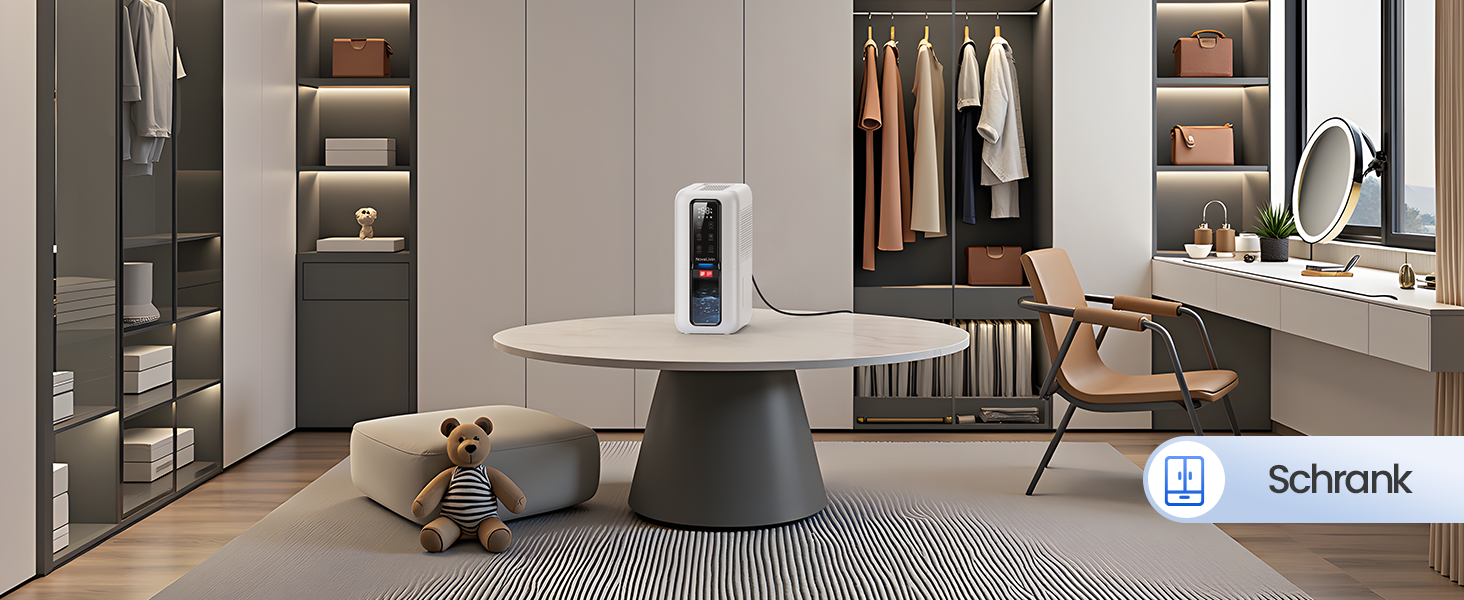 Електричний осушувач повітря з резервуаром 2L, автоматичне відключення та регулювання вологості для ванної, спальні, шафи (білий)