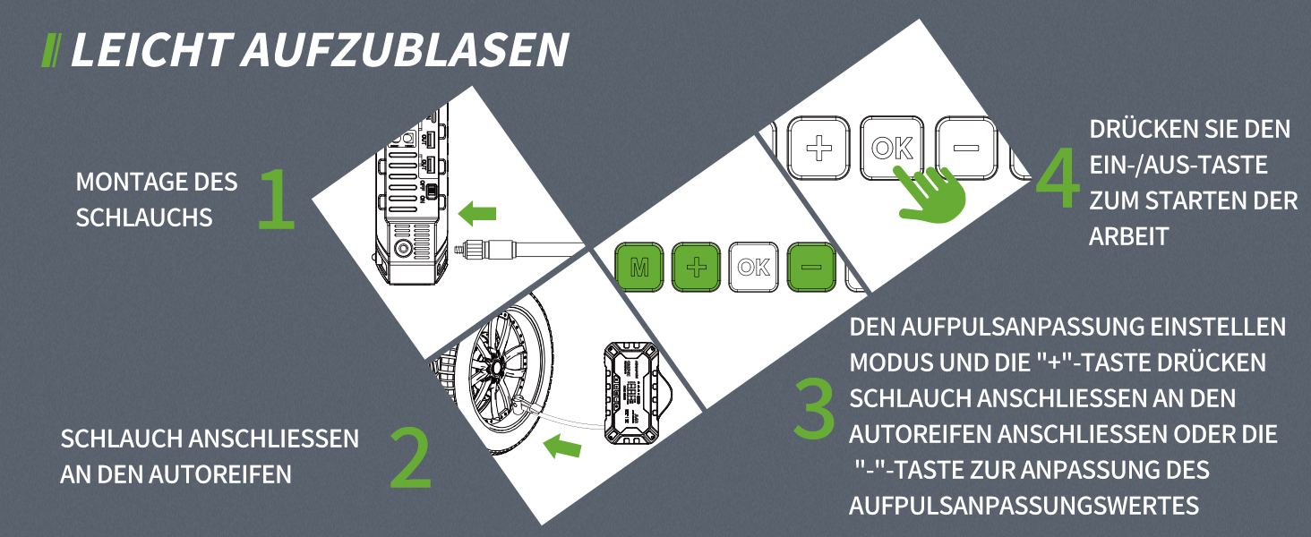 Powerbank для автомобіля AIMAPOW Starthilfe 8000A з компресором та LED-ліхтарем, 27000mAh, 160PSI, для бензинових та дизельних двигунів (до 12.0L)