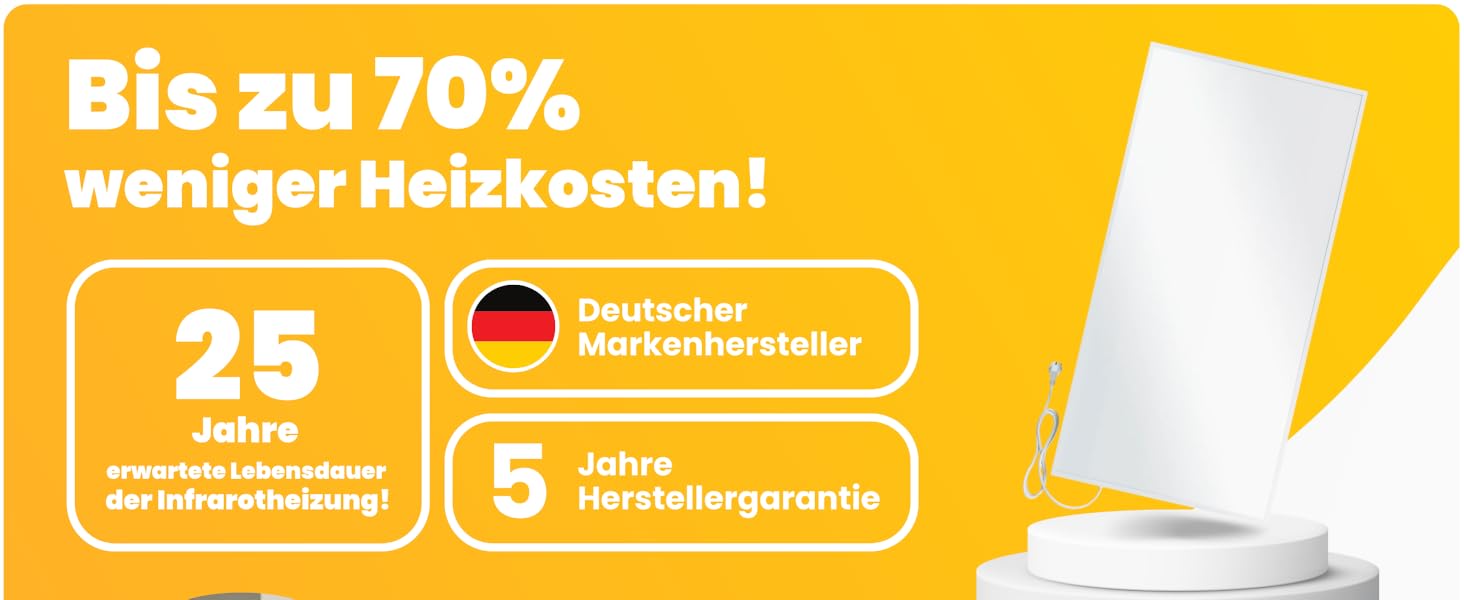 Інфрачервовий обігрівач BR Bringer Standgerät 1200W - Економний, мобільний, з гарантією 5 років, німецька якість (білий)