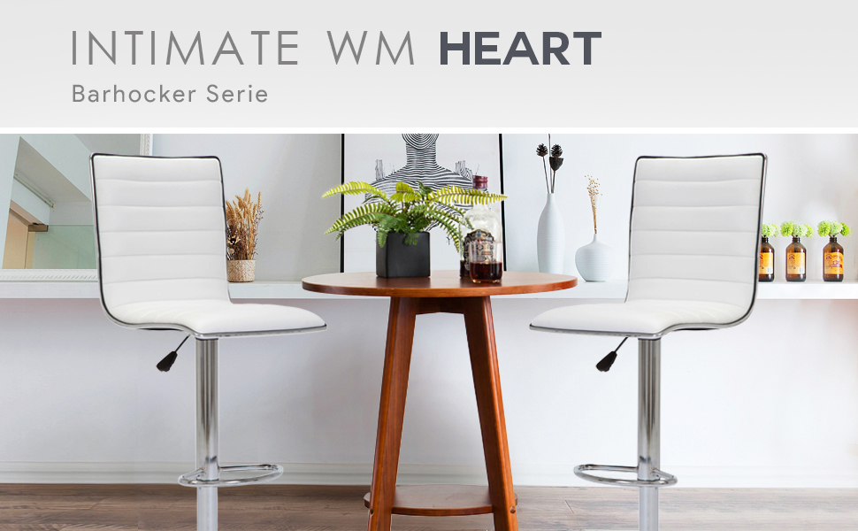 Стільці IntimaTe WM Heart Bar, набір з 2 шт. , регульовані по висоті, поворотні, зі спинкою, чорні