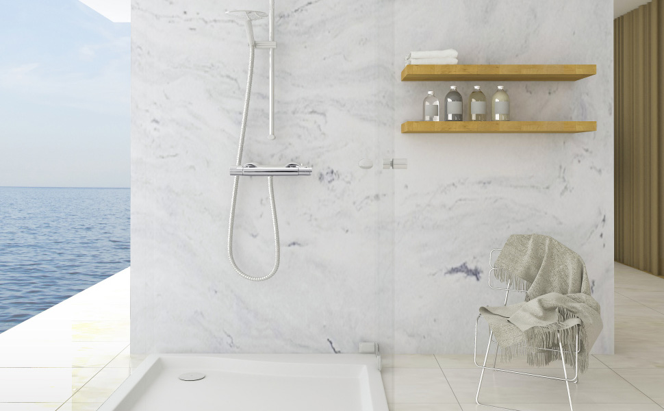 Сучасний змішувач для ванни та душу з двома виходами та керамічним клапаном - латунний, хромований, з одним важелем для ванної кімнати