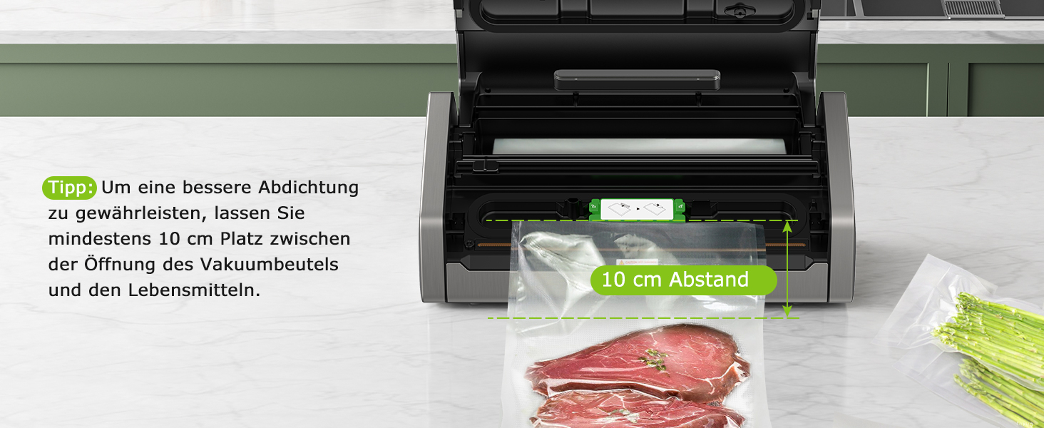 Вакууматор Bonsenkitchen для продуктів, потужний вакуумний пакувальник (15л/хв) з вбудованим різаком та ручкою-фіксатором, чорний