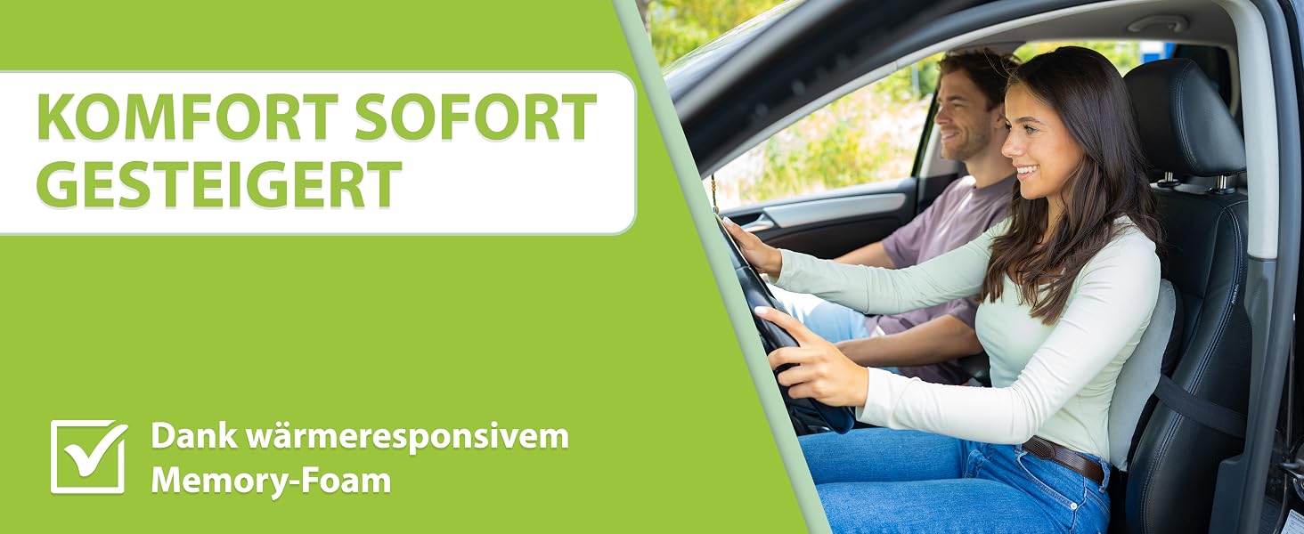 Подушка для спини Feela® з ефектом пам'яті для автокрісла та офісного стільця (чорна) | Ортопедична підтримка спини для комфорту та правильної постави