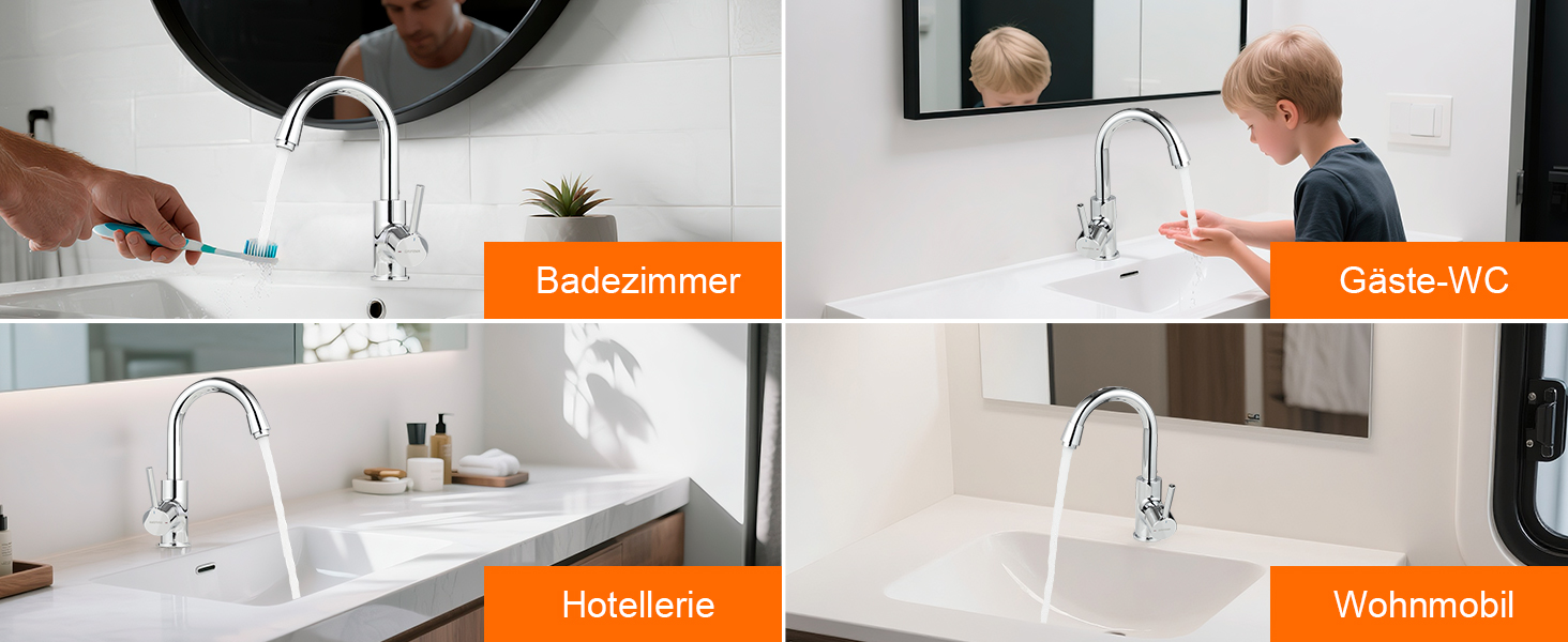 Змішувач для ванної кімнати GRIFEMA, одноlever, нержавіюча сталь, 180 мм, 3/8″, для гостей, G1002A (срібний)