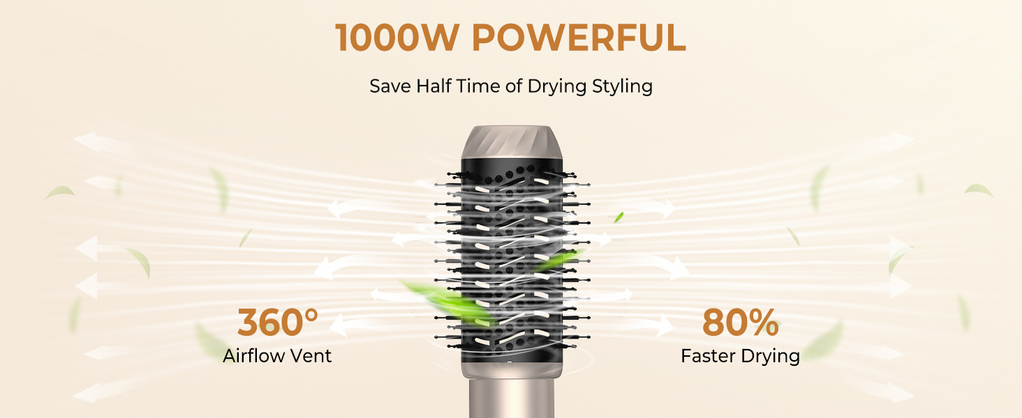 UKLISS Hairstyler 6 в 1: Професійний набір для укладки волосся (фен-щітка, плойка, випрямляч) 1000W, срібно-золотий