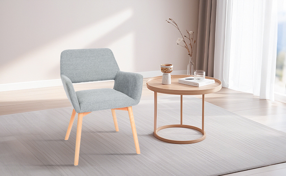 Набір з 2-х м'яких крісел для їдальні CangLong, сірого кольору, з масивними дерев'яними ніжками, для кухні, їдальні та вітальні