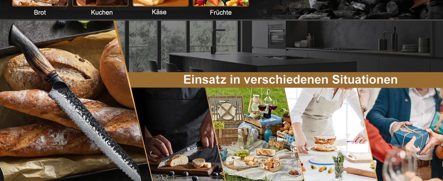 Ніж кухарський XINZUO Damaststahl серії Mo, 19.3 см - професійний, з лезом з дамаської сталі, кухонний ніж, мультифункціональний, з ергономічною ручкою з білого дуба