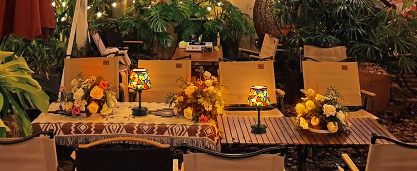 2 шт. Бездротові настільні лампи для обіднього столу з акумулятором 5200mAh, сенсорне регулювання яскравості, портативні лампи для ресторану, вітальні, спальні, бару, їдальні, нічники (багатобарвні, 2 шт.)