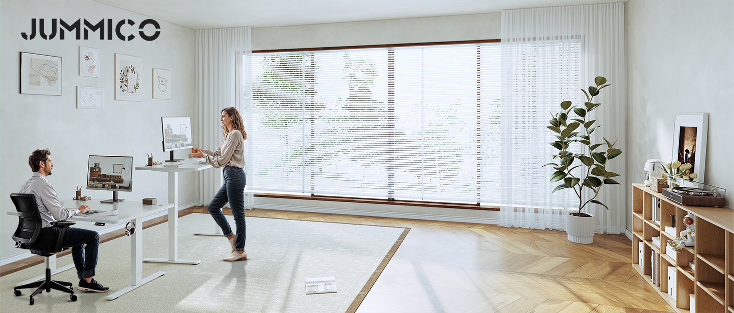 Електричний підйомний стіл JUMMICO з підставкою для монітора, регульований стіл для роботи сидячи та стоячи, 160 x 70 см, коричневий