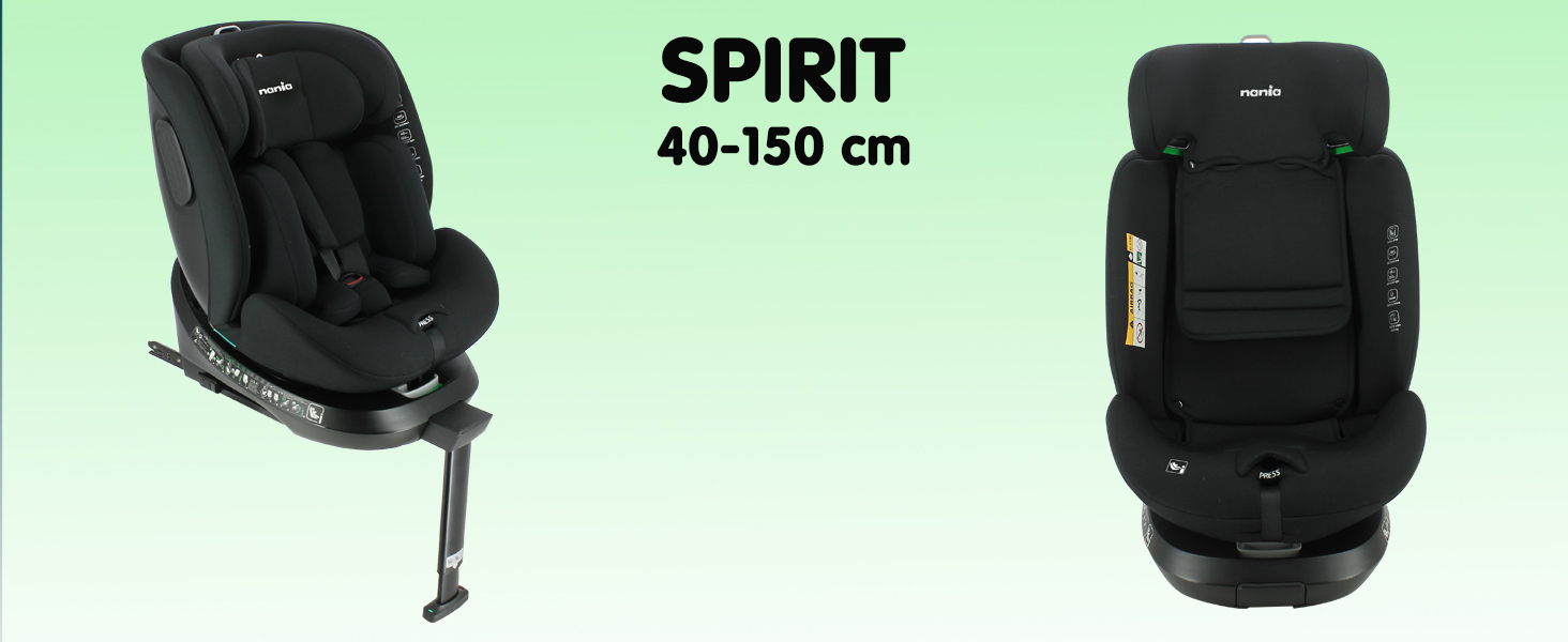 Дитяче автокрісло SPIRIT з поворотом на 360 - I-Size 40-150 см - росте разом з Вами від народження до приблизно 12 років - Група 0/1/2/3 - Isofix кріплення опорної ніжки (Spirit)