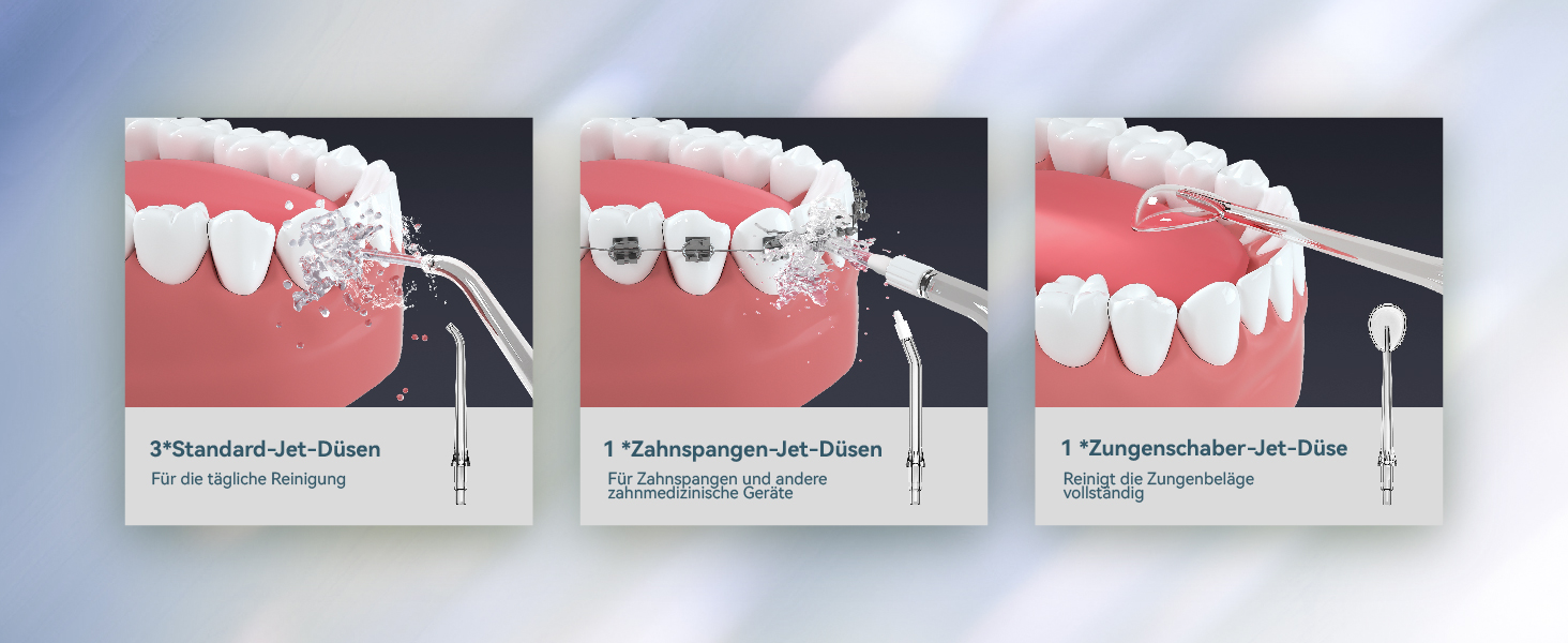 Портативний електричний іригатор для порожнини рота JTF Munddusche Mini, бездротовий, для подорожей, з 5 насадок, 4 режими, 230 мл, водонепроникний (IPX7, блакитний)