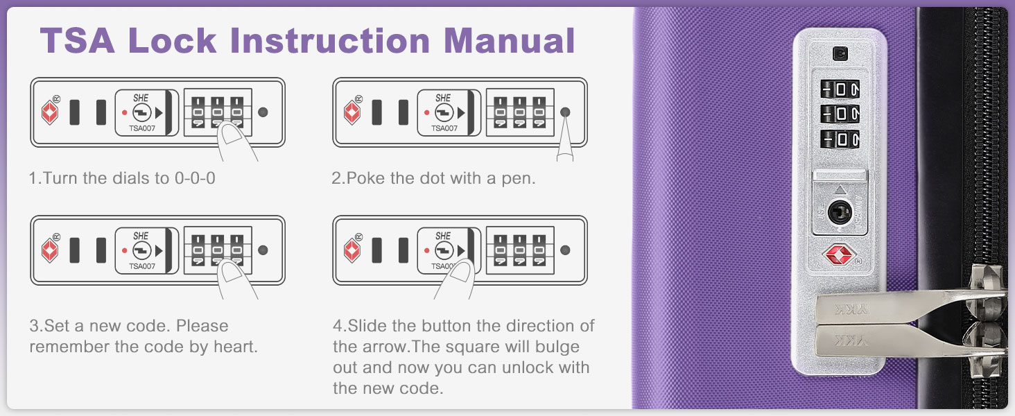 KONO Чемодан-валіза ручної поклажі, 55x35x22 см, 3 шт. (фіолетовий) з TSA-замком та подвійними коліщатками для подорожей та бізнесу