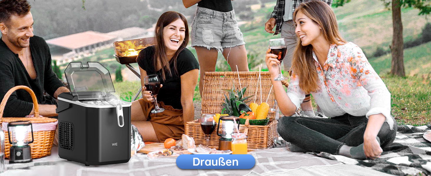 Льодогенератор WIE Kleine 1.3л для дому, офісу, бару - швидке виробництво льоду (9 кубиків за 6 хв), самоочищення, чорний