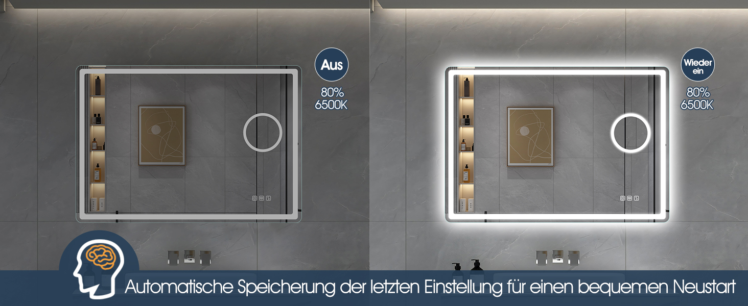 Дзеркало для ванної кімнати S'bagno Bluetooth з підсвічуванням 100x70 см, LED, антизапар, диммер, Bluetooth, HD скло, IP44, горизонтальне/вертикальне