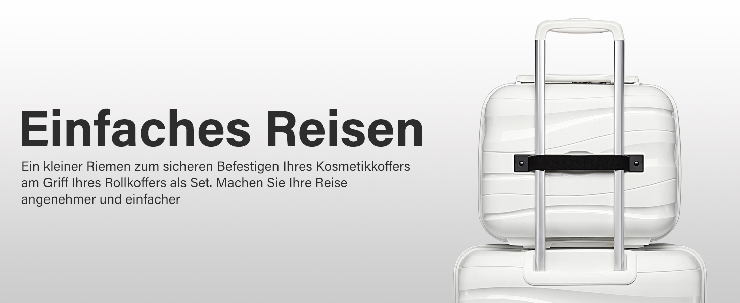 KONO Чемодан середнього розміру 65 см з поліпропілену з TSA замком, 65x46x26.5 см (Крем-білий)