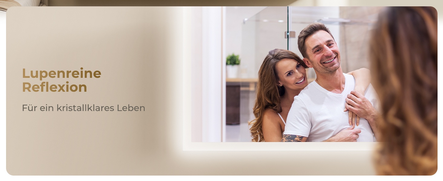 Дзеркало для ванної кімнати з підсвічуванням LED 120x60 см, велике, диммер, сенсорний вимикач, вертикальна/горизонтальна монтаж, 6500K (холодне біле світло)