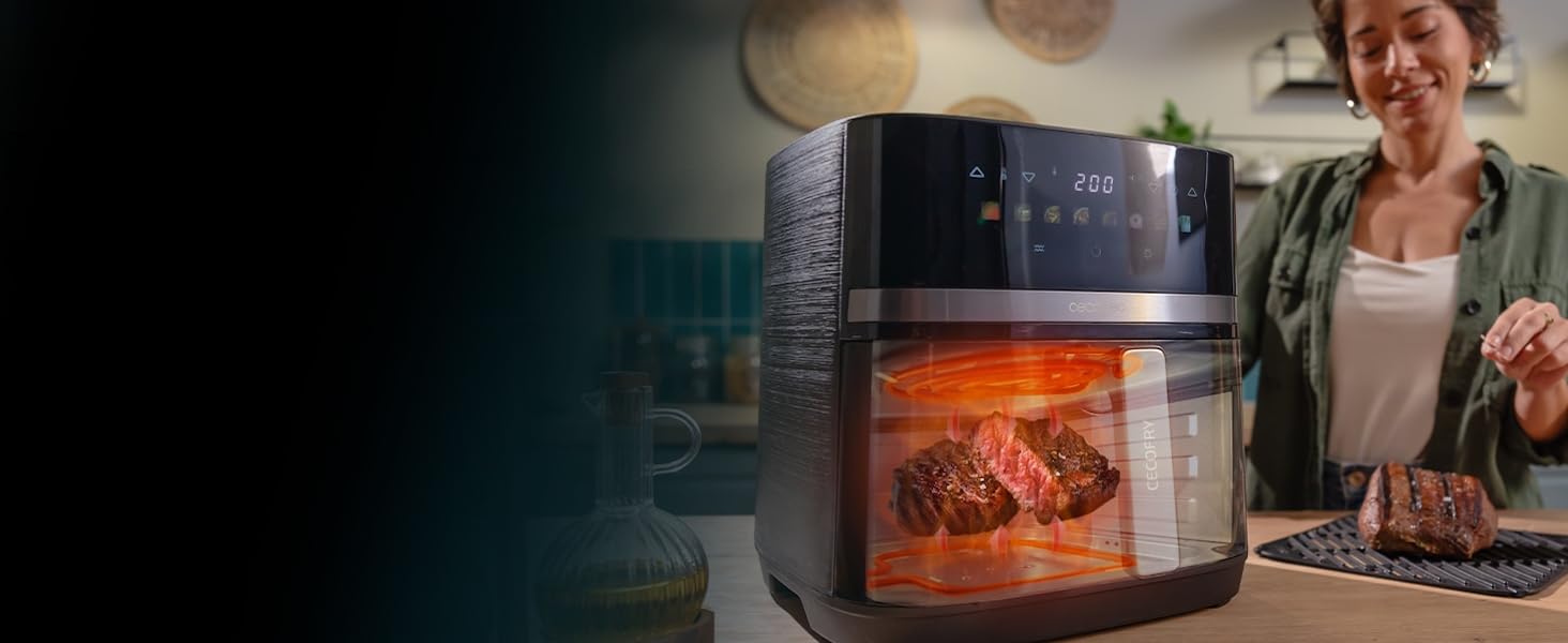 Аерофритюрниця Cecotec Cecofry & Grill Duoheat 4000, 4л, 1900Вт, з грилем та подвійним нагрівальним елементом, чорна