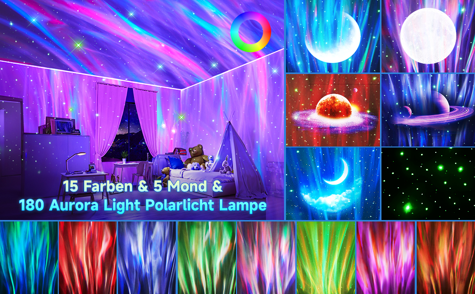 Проектор зоряного неба COOLNIGHT: лампа-нічник Aurora Galaxy з 180 режимами світла, білим шумом та Bluetooth, для дітей та дорослих, білий