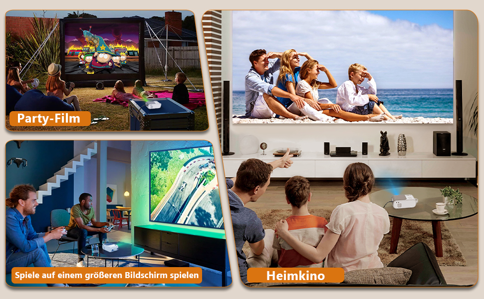 Mini-Beamer 10000 люменів, 1080P LED проектор, сумісний з TV Stick, X-Box, DVD, ноутбуком, смартфоном, Android, HDMI, USB, 5G WiFi, Bluetooth AND-Q2