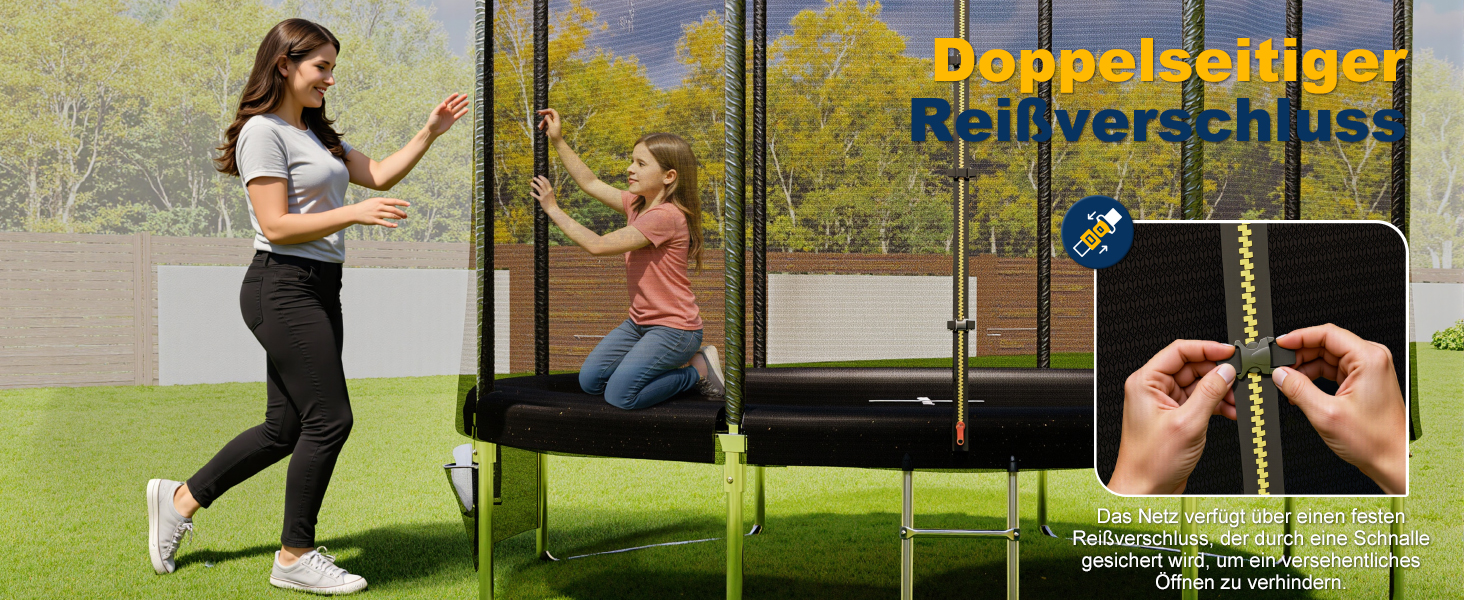 Батут JUMMICO вуличний Ø 228 см з драбиною та кишенею для речей, чорний - безпечний батут для дітей з сертифікацією GS