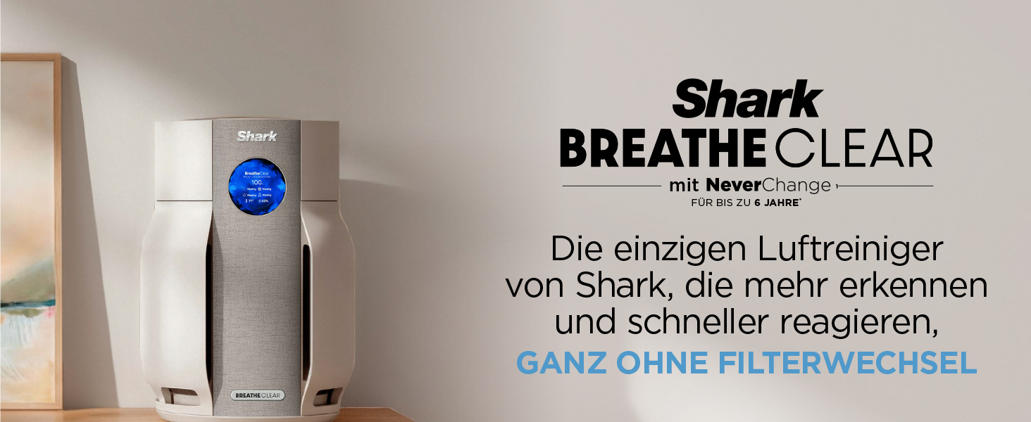 Очищувач повітря Shark BreatheClear Dove HP162EU з HEPA-фільтром NeverChange, автоматичним сенсором для середніх приміщень до 27 м²