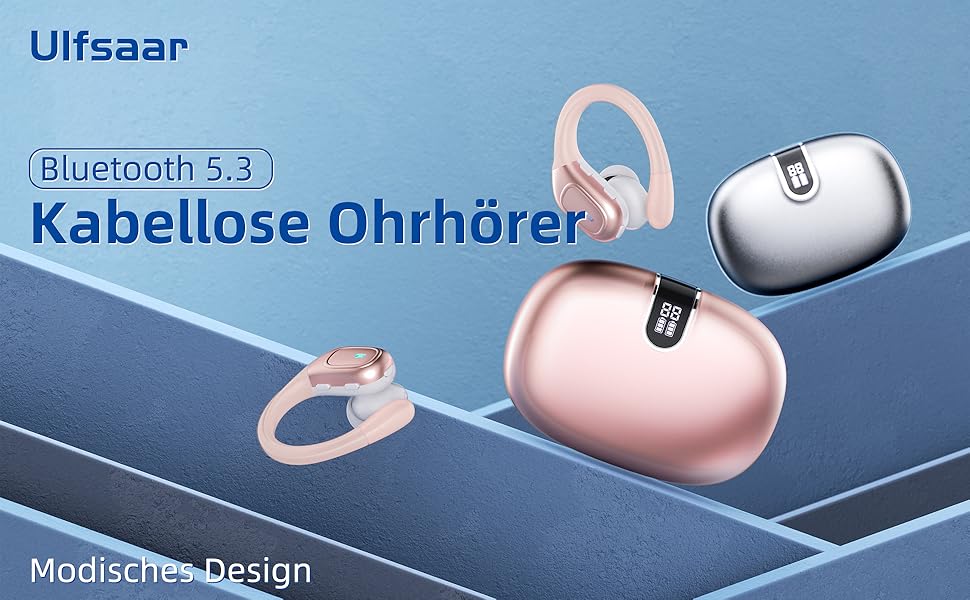 Навушники Ulfsaar Bluetooth 5.3, бездротові, HD мікрофон, HiFi, Спорт, IPX7, 90h, Android iOS, Rose