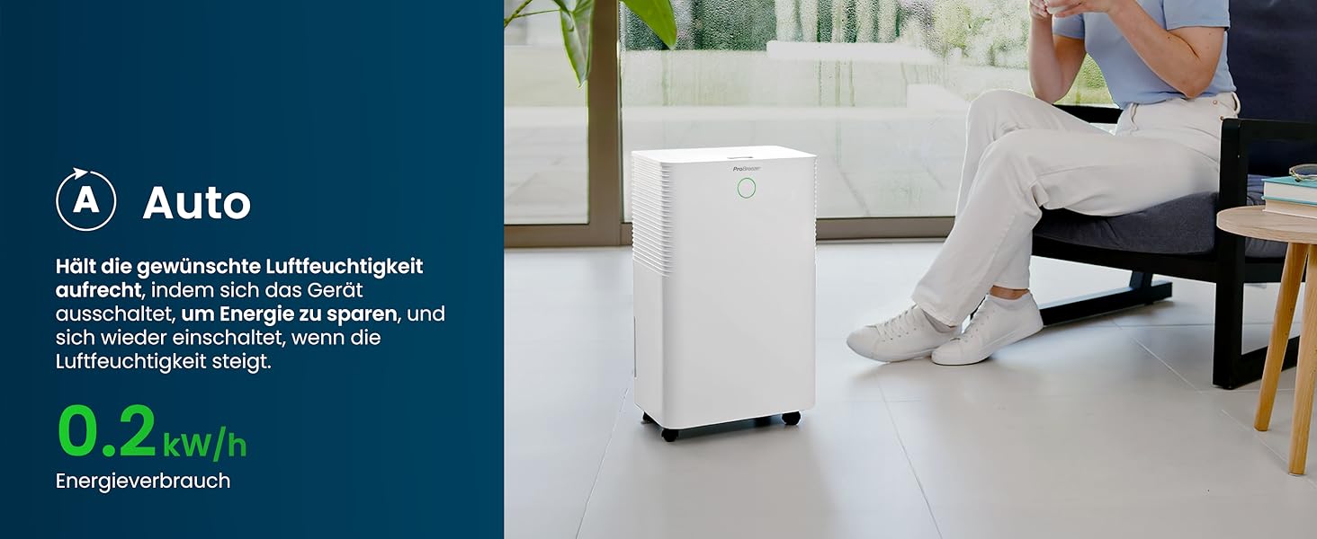 Осушувач Pro Breeze 12 л за 24 години - Електричний осушувач повітря з датчиком вологості, зливним шлангом, цифровим дисплеєм, режимом сну, таймером - проти вологи, цвілі 12 л без програми