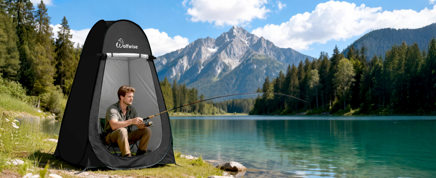 Складана душова кабіна-намет WolfWise для кемпінгу та переодягання, водонепроникний приватний намет-туалет з UV-захистом, 120x190 см, зелений/синій