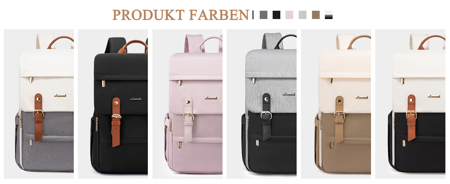 Жіночий рюкзак LOVEVOOK 15.6 дюймів: водонепроникний, для ноутбука, універсальний, для роботи, навчання, подорожей, бежевий/коричневий