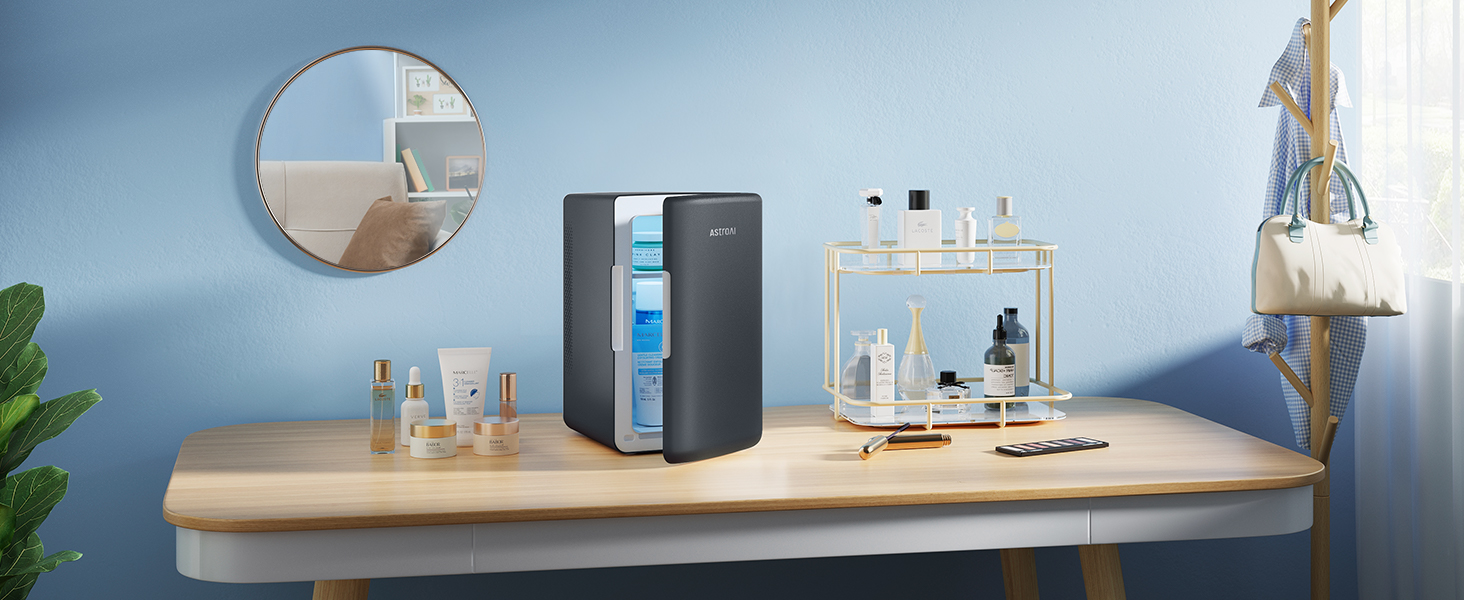 AstroAI Міні холодильник 2 в 1, 6 літрів: охолодження та підігрів, 12V/220V, для авто, офісу, гуртожитку, чорний