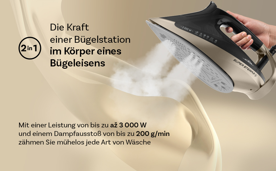 Праска ETA Super Steam II I 3000 Вт з керамічною підошвою, 200 г/хв, Anti-Kalk, 450 мл, 3 м, автовимкнення