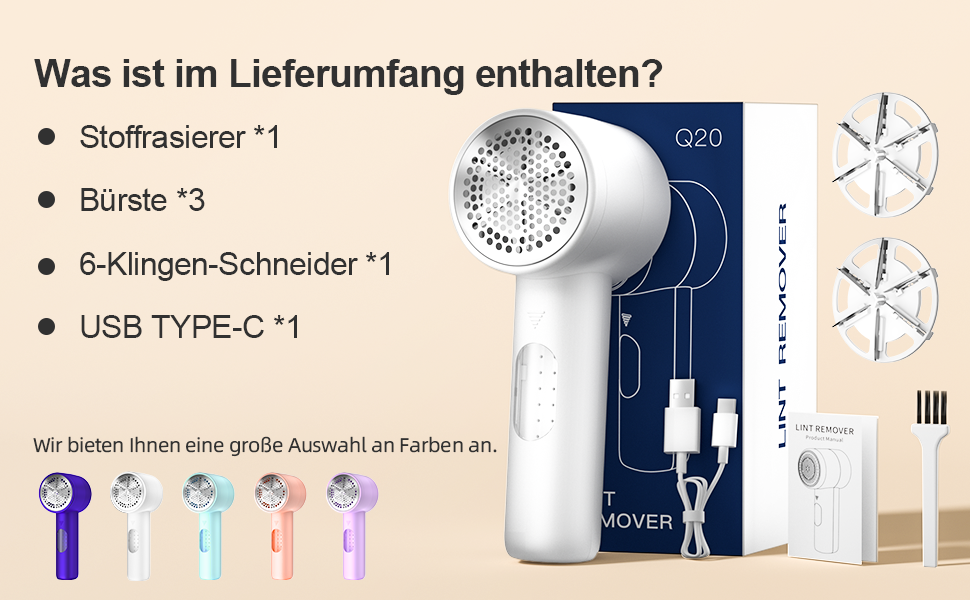 Електричний видалення ворсу для одягу Elfenbein: 6 лез, 3 швидкості, LED-дисплей