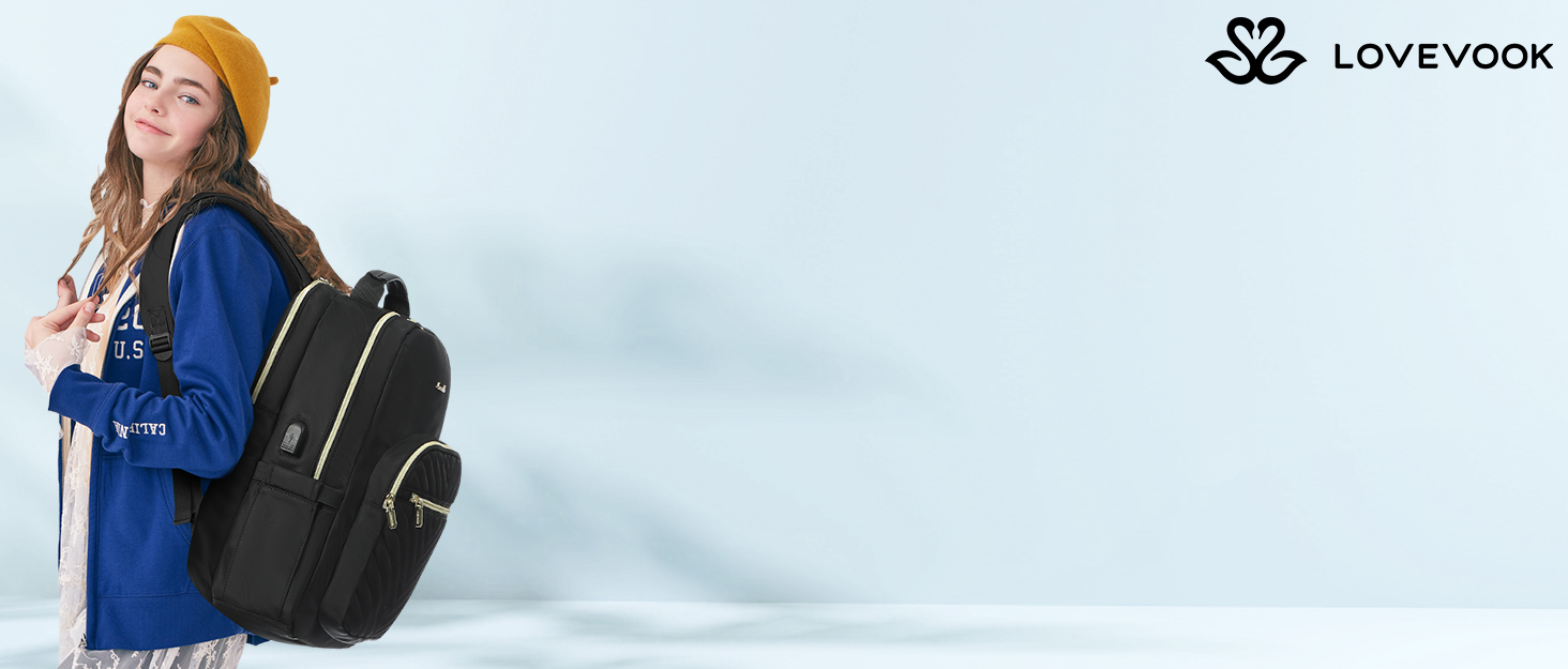 LOVEVOOK Рюкзак для жінок, великий, 15.6 дюймів, для ноутбука, водонепроникний, шкільний, для дівчаток, підлітків, чорний, елегантний, для роботи, для школи, університету, подорожей (15.6 дюймів, Taro-сірий)