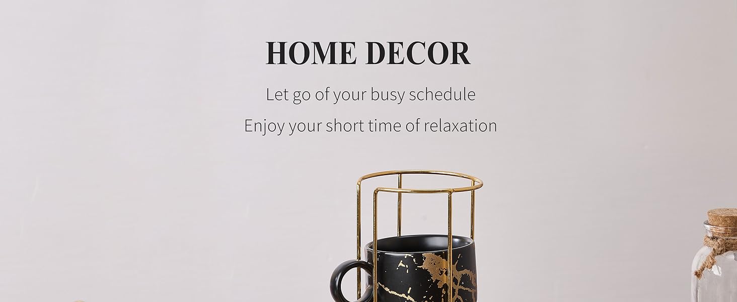 Набір кавових чашок Cappuccino HOME DECOR (4 шт, 160 мл) з підставками та стійкою - 160 мл, Stripe, кераміка
