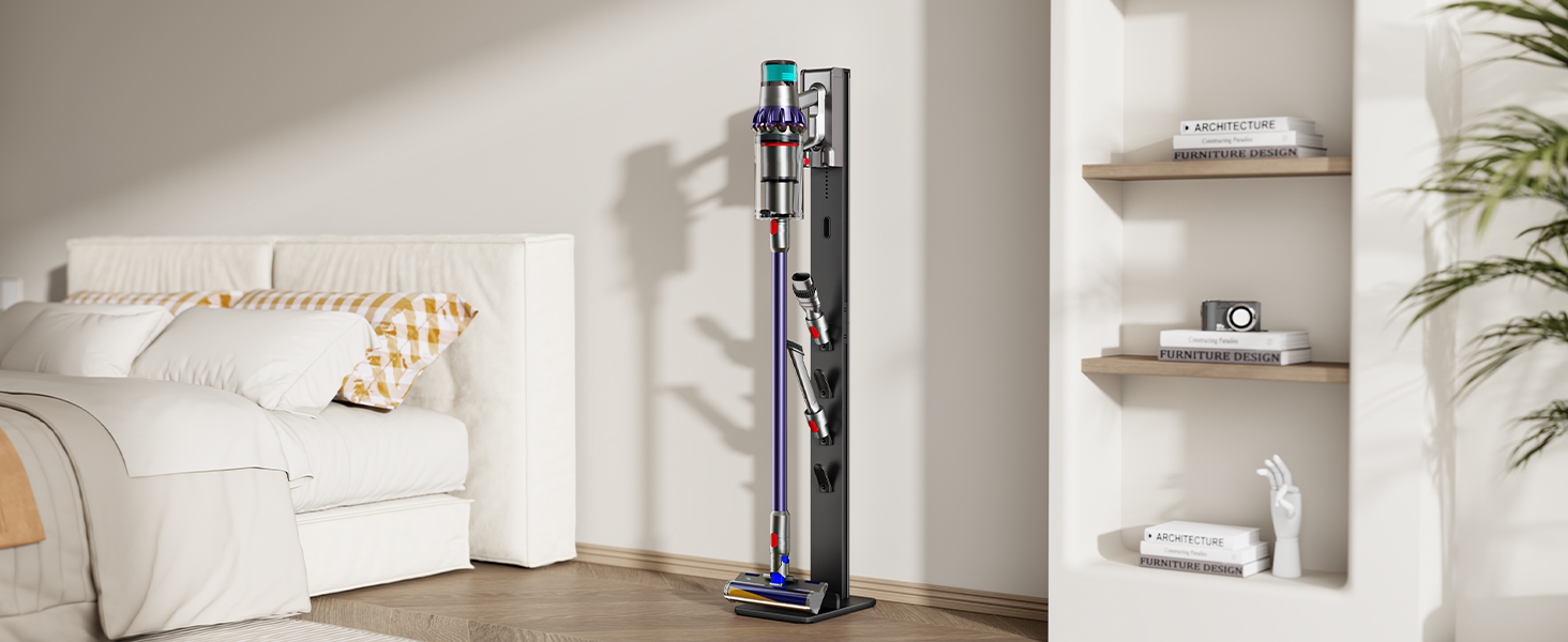 Підставка для акумуляторного пилососа Dyson з 4 гаками та 4 полицями, сумісна з Dyson Gen5, V15, V12, V11, V10, V8, V7, V6 – без свердління, для зберігання пилососа та аксесуарів