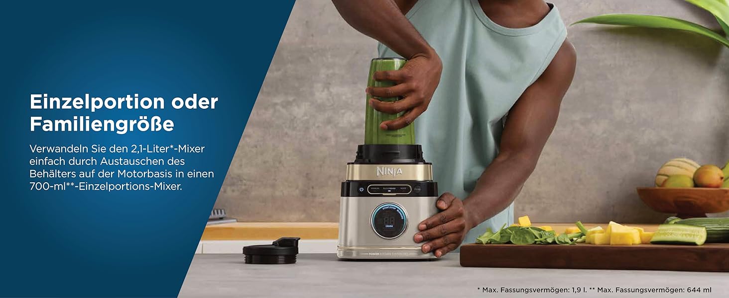 Блендер-чопер Ninja 3-в-1 Detect Power Pro (1200W), чорний, Stone Gold, TB401EUSTGD