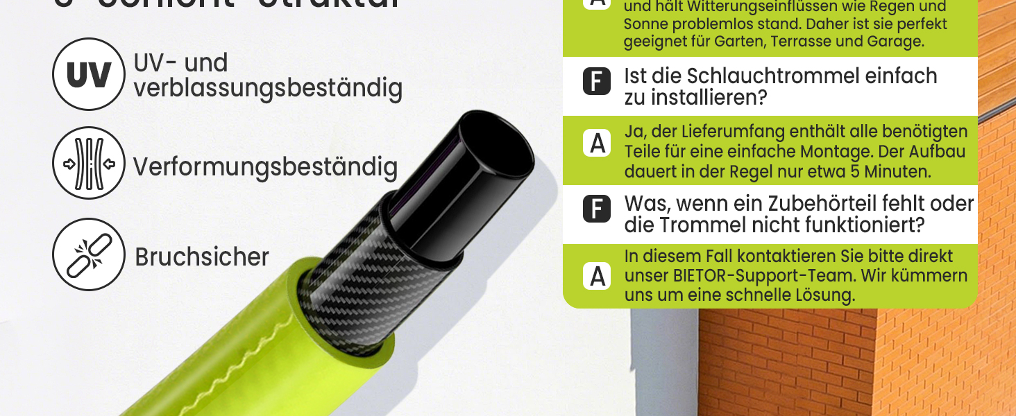 Шланговий барабан настінний автоматичний 40м, з фіксацією довжини, поворотна кріплення 180°, 9 режимів поливу для саду та миття авто